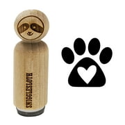 Paw Print with Heart Dog Rubber Stamp for Scrapbooking Crafting Stamping - Mini 1/2 Inch