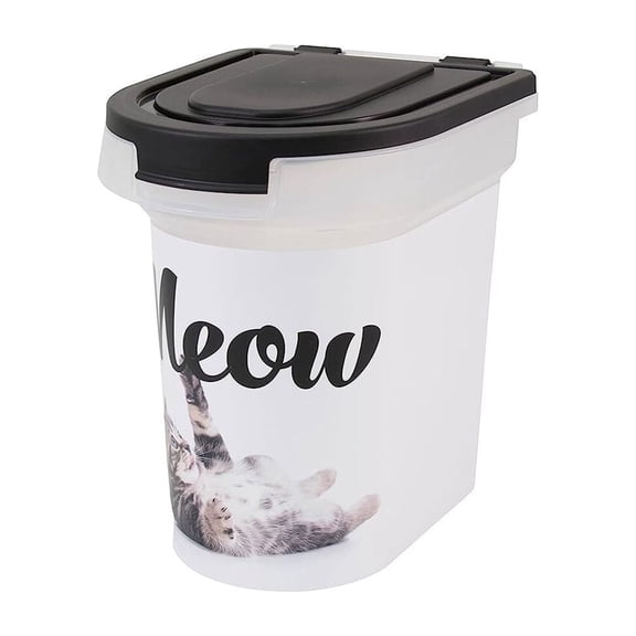 Paw Prints 15 lbs Plastic Food Bin with Scoop, Meow (Photo)