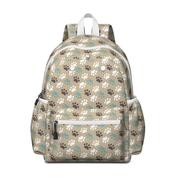 Paw Prints Backpack for School,Cute School Bag,Schoolbag with Adjustable Shoulder Straps & Padded Back,13.4"x11"x4.7"