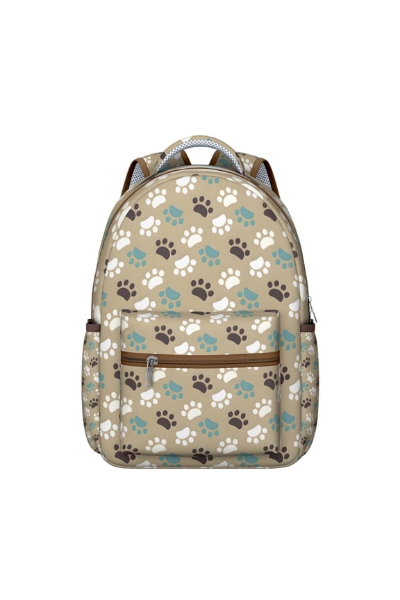 Paw Prints Backpack for School,Cute School Bag,Schoolbag with Adjustable Shoulder Straps & Padded Back,15.3"x11"x7.1".﻿