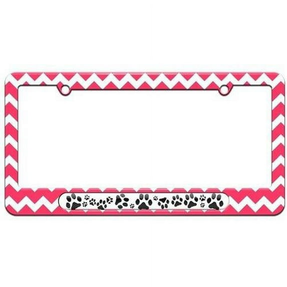 Paw Prints, Black License Plate Tag Frame, Multiple Colors