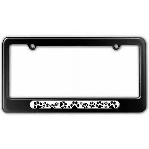 Paw Prints, Black License Plate Tag Frame, Multiple Colors