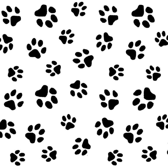 Paw Prints Black White Flannel Fabric
