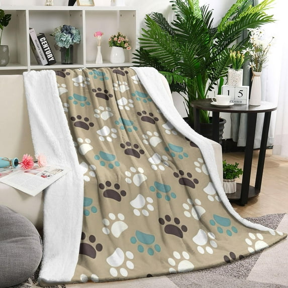 Paw Prints Blanket,Comfortable Soft Lamb Wool Throw Blanket,All Season,Warm Lightweight Blankets for Sofa Bed Couch Living Room Chair,60"x80"