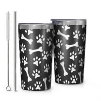 Paw Prints and Bones 10oz Tumblers Stainless Steel Tumbler with Lid and Straw,Vacuum Insulated Double Wall Travel Tumbler Cups with Cleaning Brush for Coffee, Tea