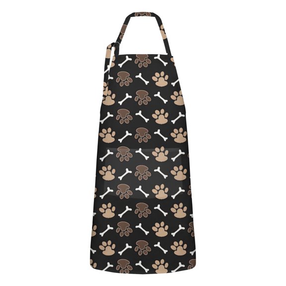 Paw Prints and Bones Apron-Garden Aprons for Women with Pockets-Cotton Linen Waterproof Kitchen Cooking Gardening Aprons Adjustable for Kitchen,Cooking,BBQ and Salon 33x27 Inch