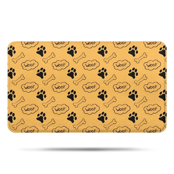 Paw Prints and Bones Bathroom Rugs Mat,Non Slip Microfiber Bathroom Rug,Rubber Backing,Soft Bathroom Mats for Bathroom Floor,Tub and Shower,17x30in(43x75cm)