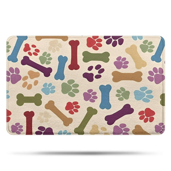 Paw Prints and Bones Bathroom Rugs Mat,Non Slip Microfiber Bathroom Rug,Rubber Backing,Soft Bathroom Mats for Bathroom Floor,Tub and Shower,20x32in(50x80cm)