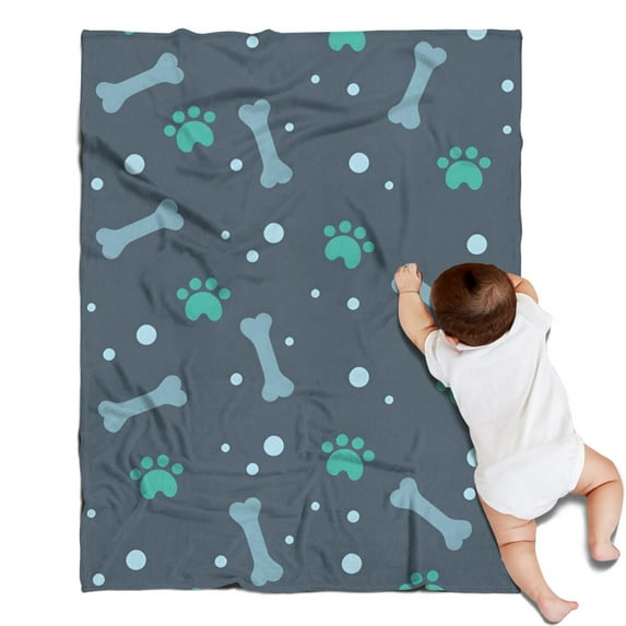 Paw Prints and Bones Blanket,Comfortable Soft Flannel Throw Blanket,All Season,Warm Lightweight Blankets for Sofa Bed Couch Living Room Chair,30"x40"(80x100cm)