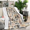 thumbnail image 1 of Paw Prints and Bones Blanket,Comfortable Soft Flannel Throw Blanket,All Season,Warm Lightweight Blankets for Sofa Bed Couch Living Room Chair,50"x60"(130x150cm), 1 of 4