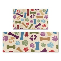 Paw Prints and Bones Kitchen Rugs Sets Of 2,Anti Fatigue Kitchen Mat Rugs Non Slip Washable,Decorative Kitchen Floor Mats for Kitchen,Sink,Laundry,17"x30" 17"x47"