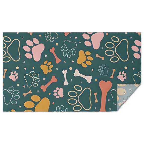 Paw Prints and Bones Rectangle Tablecloth 60"x102",Waterproof Polyester Rectangle Table Cloth, Wipeable Spillproof Polyester Tablecloth for Dining, Camping, Indoor and Outdoor