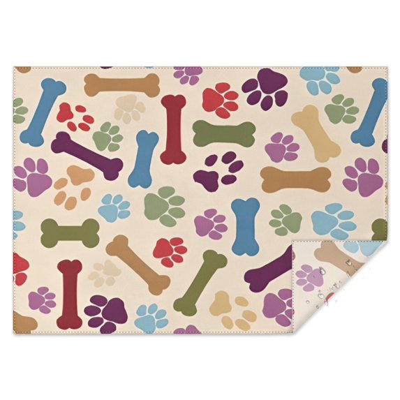 Paw Prints and Bones Rectangle Tablecloth 60"x84",Waterproof Polyester Rectangle Table Cloth, Wipeable Spillproof Polyester Tablecloth for Dining, Camping, Indoor and Outdoor