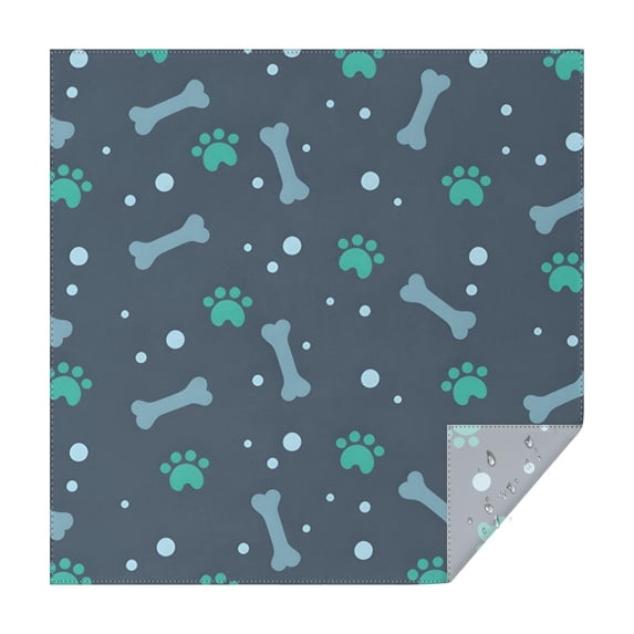 Paw Prints and Bones Square Tablecloth,Waterproof Square Table Cover,Wipeable Spillproof Washable Table Cover for Home Kitchen Party Decor 42"X42"(107x107cm)
