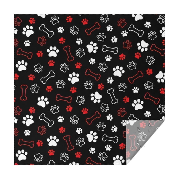 Paw Prints and Bones Square Tablecloth,Waterproof Square Table Cover,Wipeable Spillproof Washable Table Cover for Home Kitchen Party Decor 52"x52"(132x132cm)