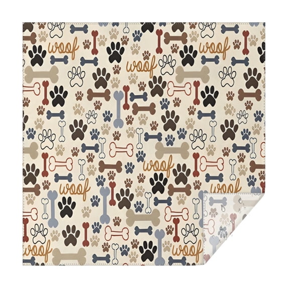 Paw Prints and Bones Square Tablecloth,Waterproof Square Table Cover,Wipeable Spillproof Washable Table Cover for Home Kitchen Party Decor 60"x60"(152x152cm)