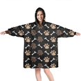thumbnail image 1 of Paw Prints and Bones Wearable Oversized Blanket,Wearable Blanket Hoodie for Adults,Cozy Hooded Blankets with Super Pockets,Super Warm Fuzzy Pullover for Women & Men, 1 of 6