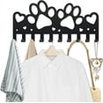 thumbnail image 1 of Paw Prints Coat Rack Wall Mount Heart Metal Dog Paw Key Holder for Wall 9.8×4.7inch 10 Hooks Dog Leash Decorative Black Key Hooks for Dog Lover Gift Coats Hats Towels Bags, 1 of 9
