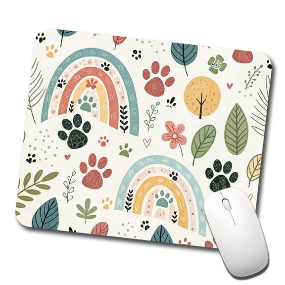 Paw Prints Cute Rainbows Mouse Pad Low Profile Gaming Mat