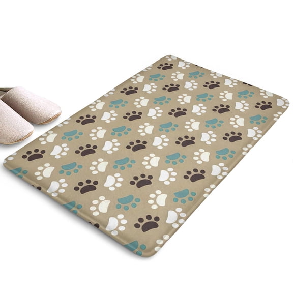 Paw Prints Flannel Non Slip Door Rugs,Washable Door Mats Indoor,Decorative Door Mats,Dirt-Resistant and Absorbent Doormat for Entrance,Bedroom,Kitchen,Bathroom,23.5x16in(60x40cm)