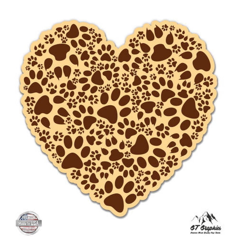 Dog Paw Print Heart Window Decal | Waterproof Vinyl Bumper Sticker, 8 Inch, Made In USA 2 thumbnail image