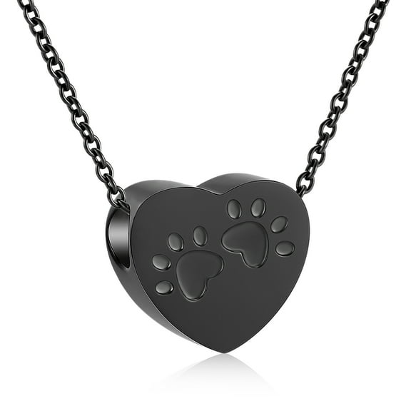 Paw Prints Heart Furry Friend Memorial Cremation Urn Pendant Cremation Jewelry for Ashes Holder Pet Memory Necklace Dog Cat Memorial Jewelry