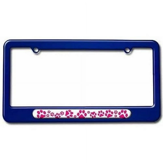 Paw Prints, Hot Pink License Plate Tag Frame, Multiple Colors