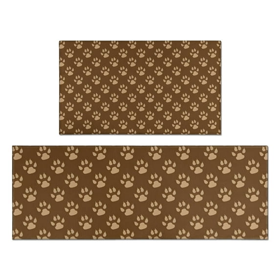 Paw Prints Kitchen Rugs Sets Of 2,Anti Fatigue Kitchen Mat Rugs Non Slip Washable,Decorative Kitchen Floor Mats for Kitchen,Sink,Laundry,17"x30"+17"x47"