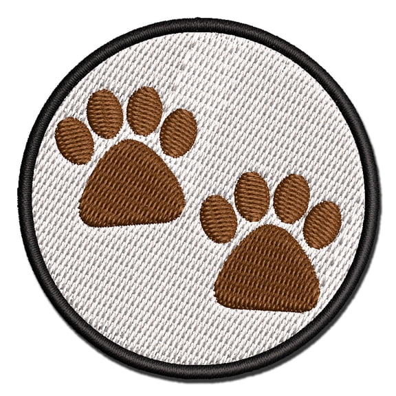 Paw Prints Pair Dog Cat Applique Multi-Color Embroidered Iron-On Patch - 3.5 Inch Large