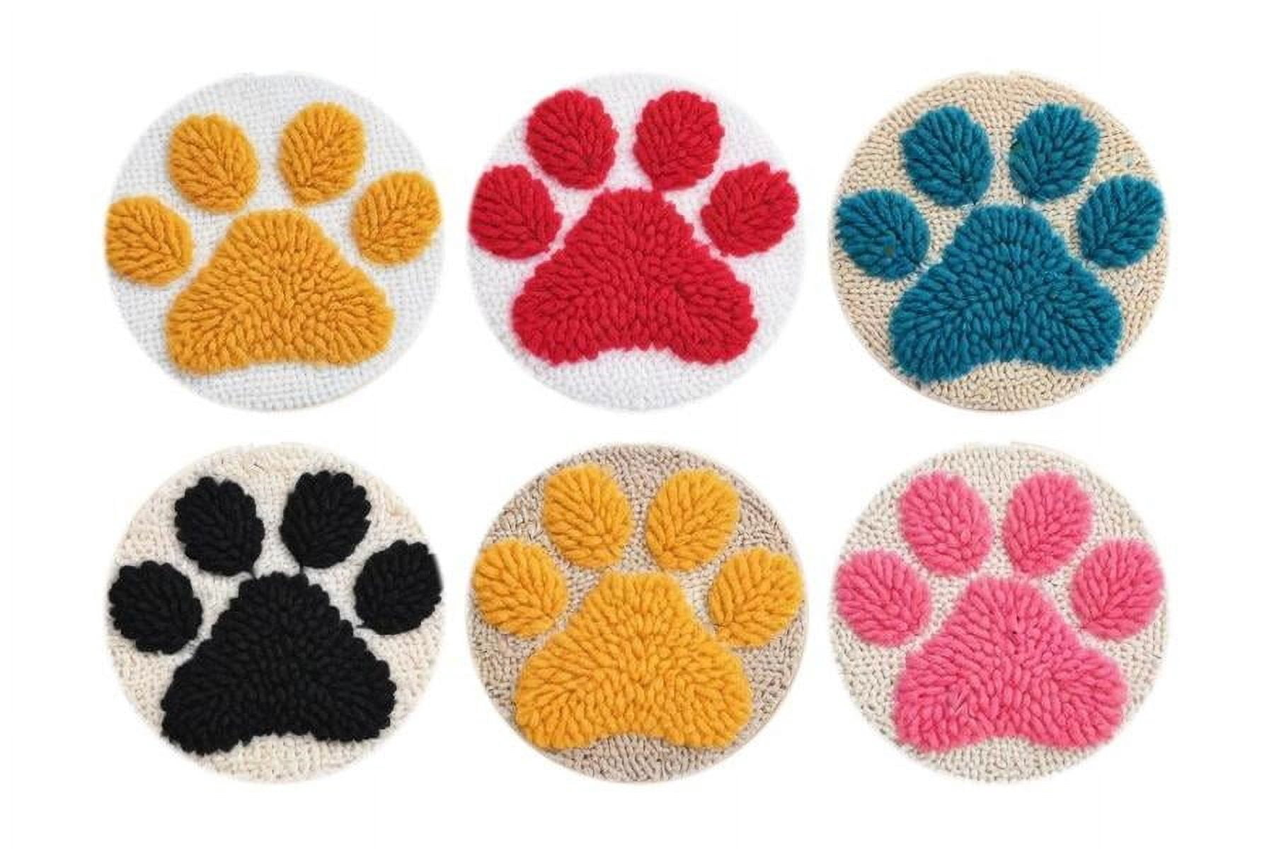 Paw Prints Punch Needle Coasters Kit,6-pattern punch needle Needle Coasters Kit ,Punch Art for Beginners,Suitable for Home Decoration