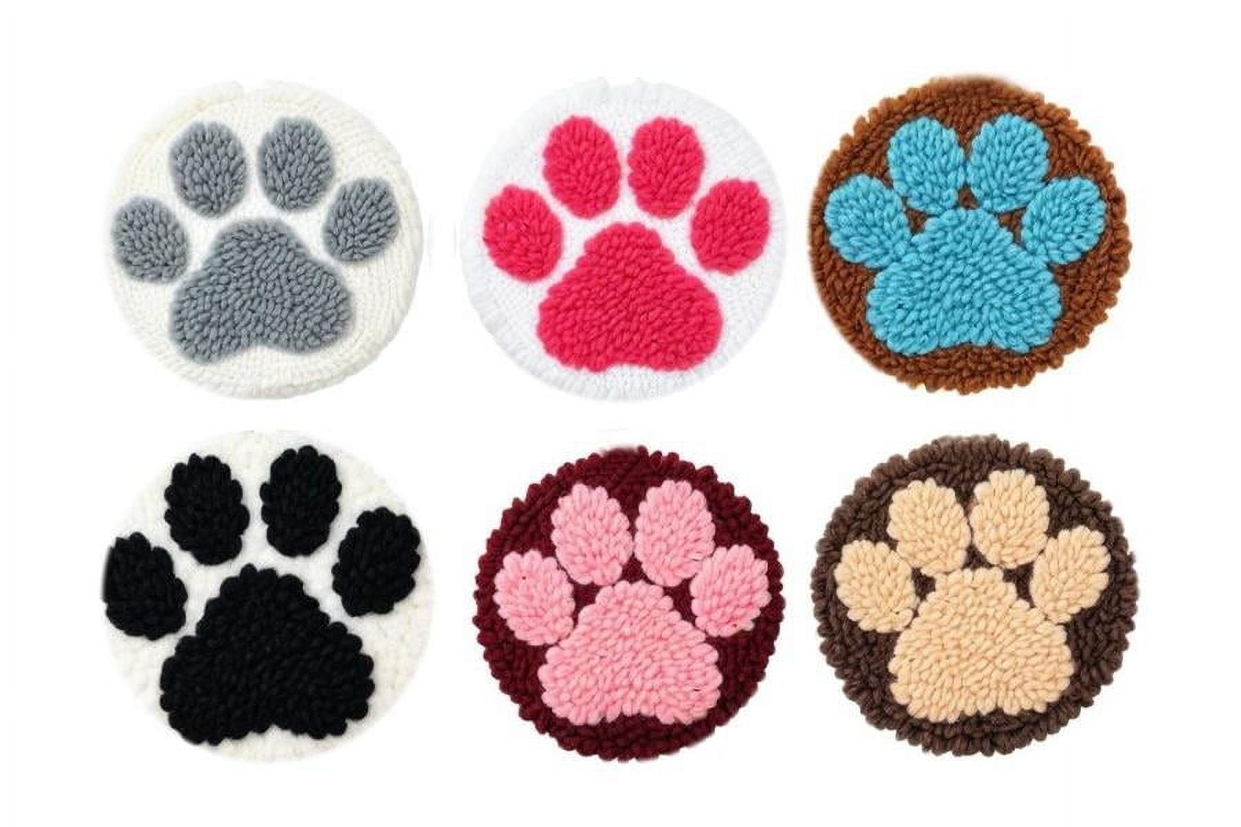 Paw Prints Punch Needle Coasters Kit,6-pattern punch needle Needle Coasters Kit ,Punch Art for Beginners,Suitable for Home Decoration