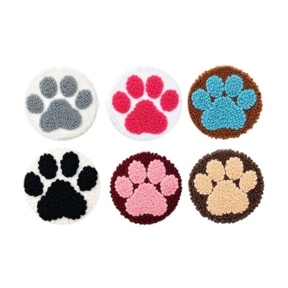 Paw Prints Punch Needle Coasters Kit,6-pattern punch needle Needle Coasters Kit ,Punch Art for Beginners,Suitable for Home Decoration