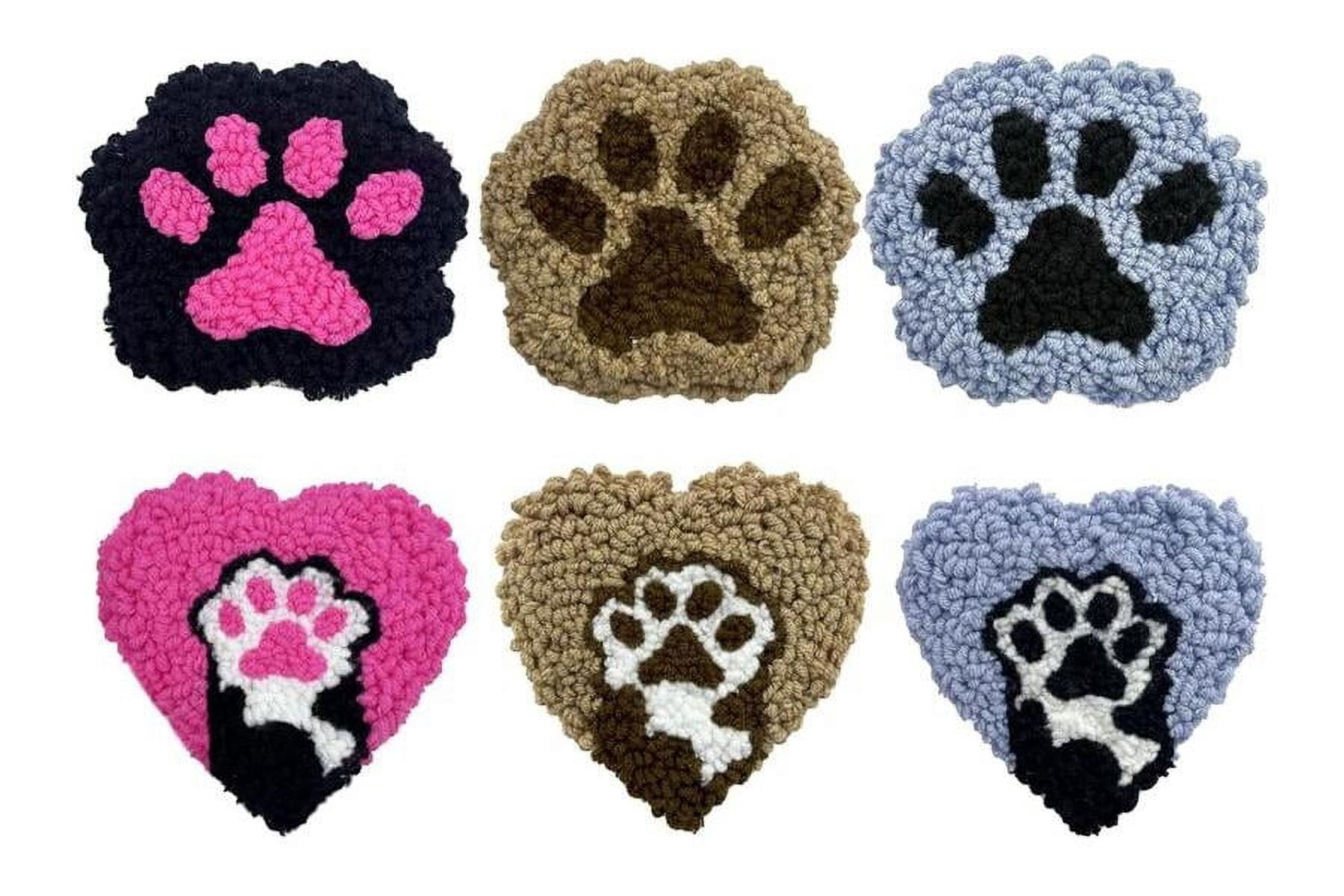 Paw Prints Punch Needle Coasters Kit,6-pattern punch needle Needle Coasters Kit ,Punch Art for Beginners,Suitable for Home Decoration