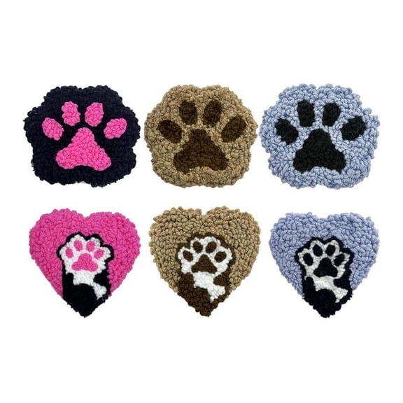 Paw Prints Punch Needle Coasters Kit,6-pattern punch needle Needle Coasters Kit ,Punch Art for Beginners,Suitable for Home Decoration