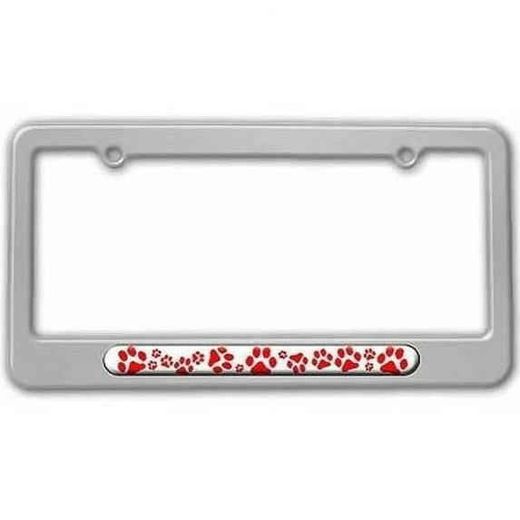 Paw Prints, Red License Plate Tag Frame, Multiple Colors