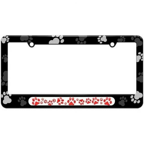 Paw Prints, Red License Plate Tag Frame, Multiple Colors
