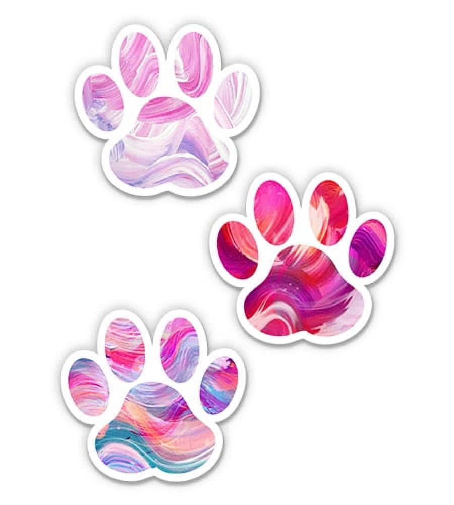 Floral Paw Print Sticker Decal (5") - Waterproof Vinyl For Car, Laptop, Window, Bumper