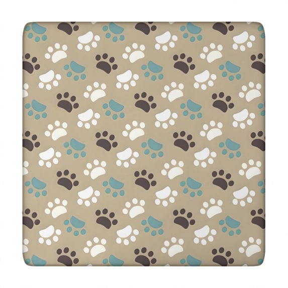 Paw Prints Square Fitted Tablecloth with Elastic Edge,Square Table Cover,Washable Elastic Table Cover for Home Kitchen Party Decor 34"x34"