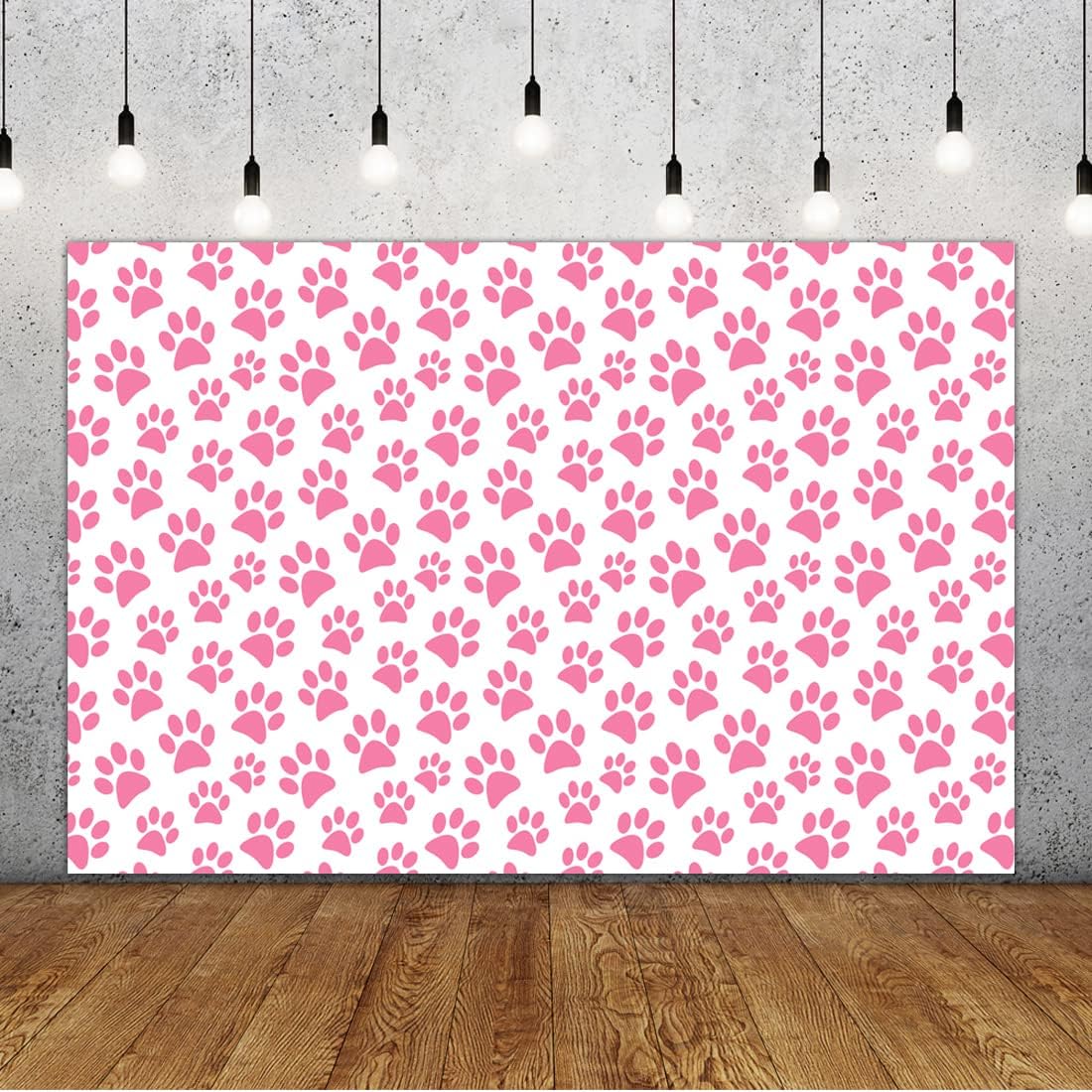 Aperturee Colorful Pet Paw Print Happy Birthday Rectangle Backdrop
