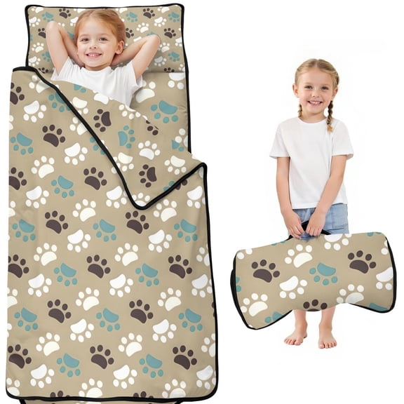 Paw Prints Toddler Nap Mats for Kids Preschool,Sleeping Mat Bag or Kids,Toddler Sleeping Bag,Toddler Nap Mat or Daycare