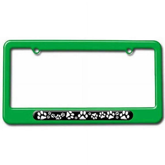 Paw Prints, White License Plate Tag Frame, Multiple Colors