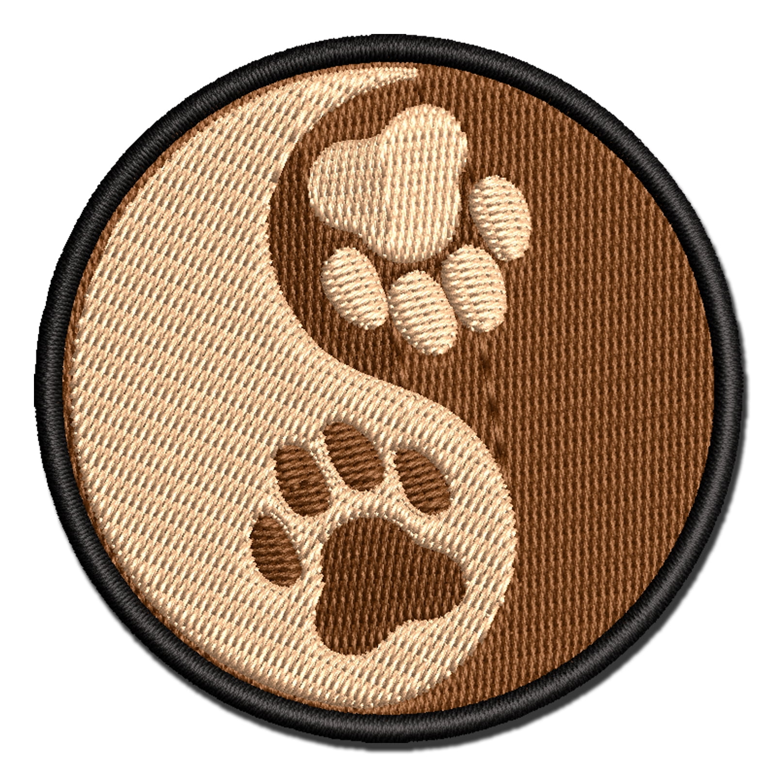 Paw Prints Yin Yang Cat Dog Applique Multi-Color Embroidered Iron-On Patch - 3.5 Inch Large