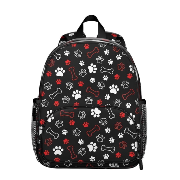 Paw Prints and Bones Backpack Backpack for School,Cute School Bag,Schoolbag with Adjustable Shoulder Straps & Padded Back,13.8"x11.4"x6"