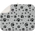 thumbnail image 1 of Paw Prints and Bones Dish Drying Mat for Kitchen 1 Pack, Ultra Absorbent Microfiber Dishes Drainer Mats,18"x24", 1 of 4