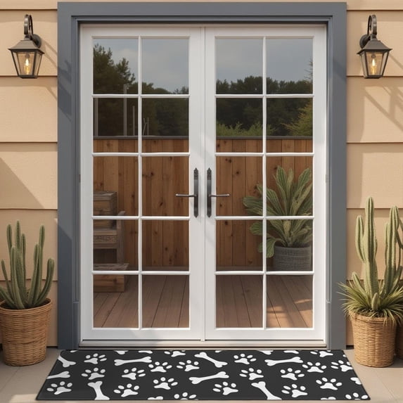Paw Prints and Bones Door Rugs,Washable Non Slip Door Mats Indoor,Decorative Door Mats,Entry Mat Indoor for Entrance,Bedroom,Kitchen,Bathroom,16"x47"
