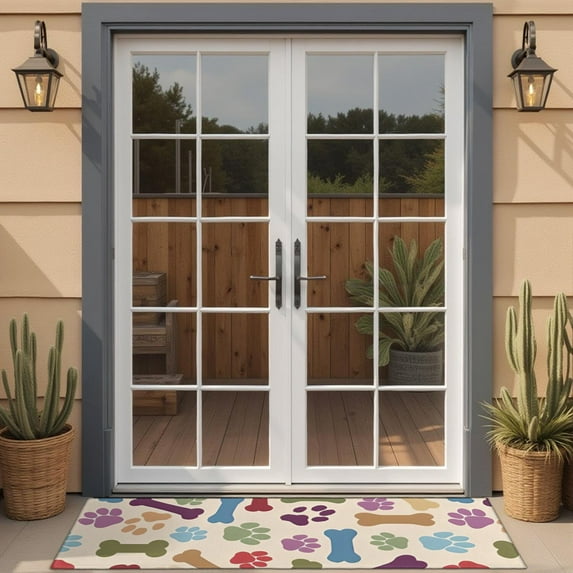 Paw Prints and Bones Door Rugs,Washable Non Slip Door Mats Indoor,Decorative Door Mats,Entry Mat Indoor for Entrance,Bedroom,Kitchen,Bathroom,16"x47"