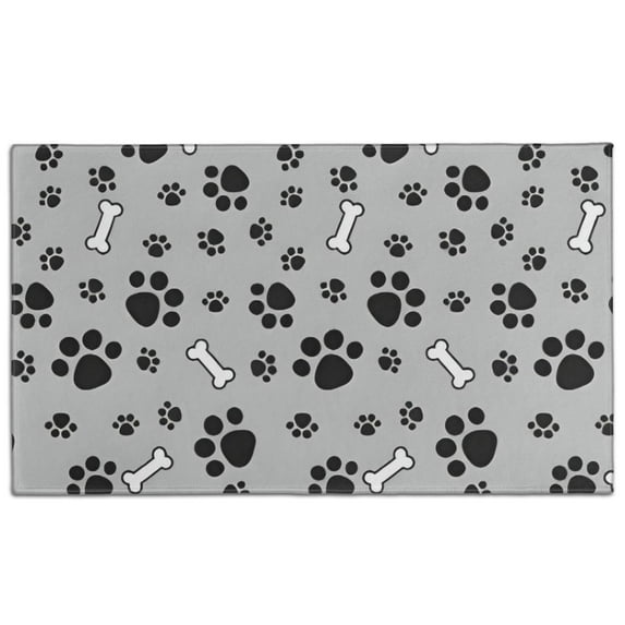 Paw Prints and Bones Door Rugs,Washable Non Slip Door Mats Indoor,Decorative Door Mats,Entry Mat Indoor for Entrance,Bedroom,Kitchen,Bathroom,17"x30"