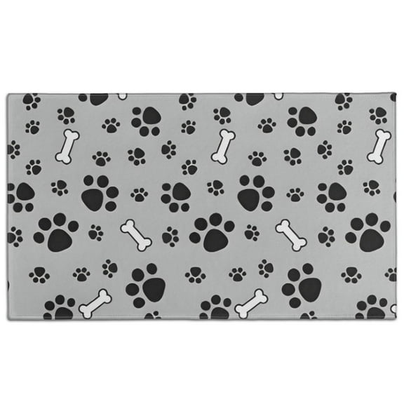 Paw Prints and Bones Door Rugs,Washable Non Slip Door Mats Indoor,Decorative Door Mats,Entry Mat Indoor for Entrance,Bedroom,Kitchen,Bathroom,17"x30"