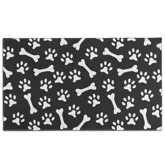 Paw Prints and Bones Door Rugs,Washable Non Slip Door Mats Indoor,Decorative Door Mats,Entry Mat Indoor for Entrance,Bedroom,Kitchen,Bathroom,17"x30"