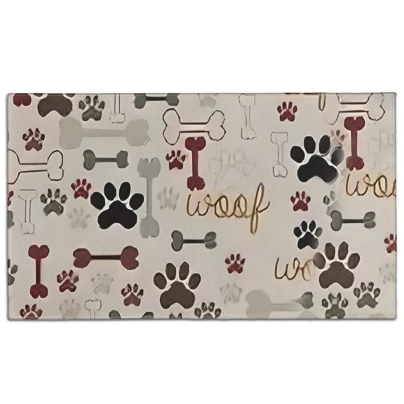 Paw Prints and Bones Door Rugs,Washable Non Slip Door Mats Indoor,Decorative Door Mats,Entry Mat Indoor for Entrance,Bedroom,Kitchen,Bathroom,17"x30"
